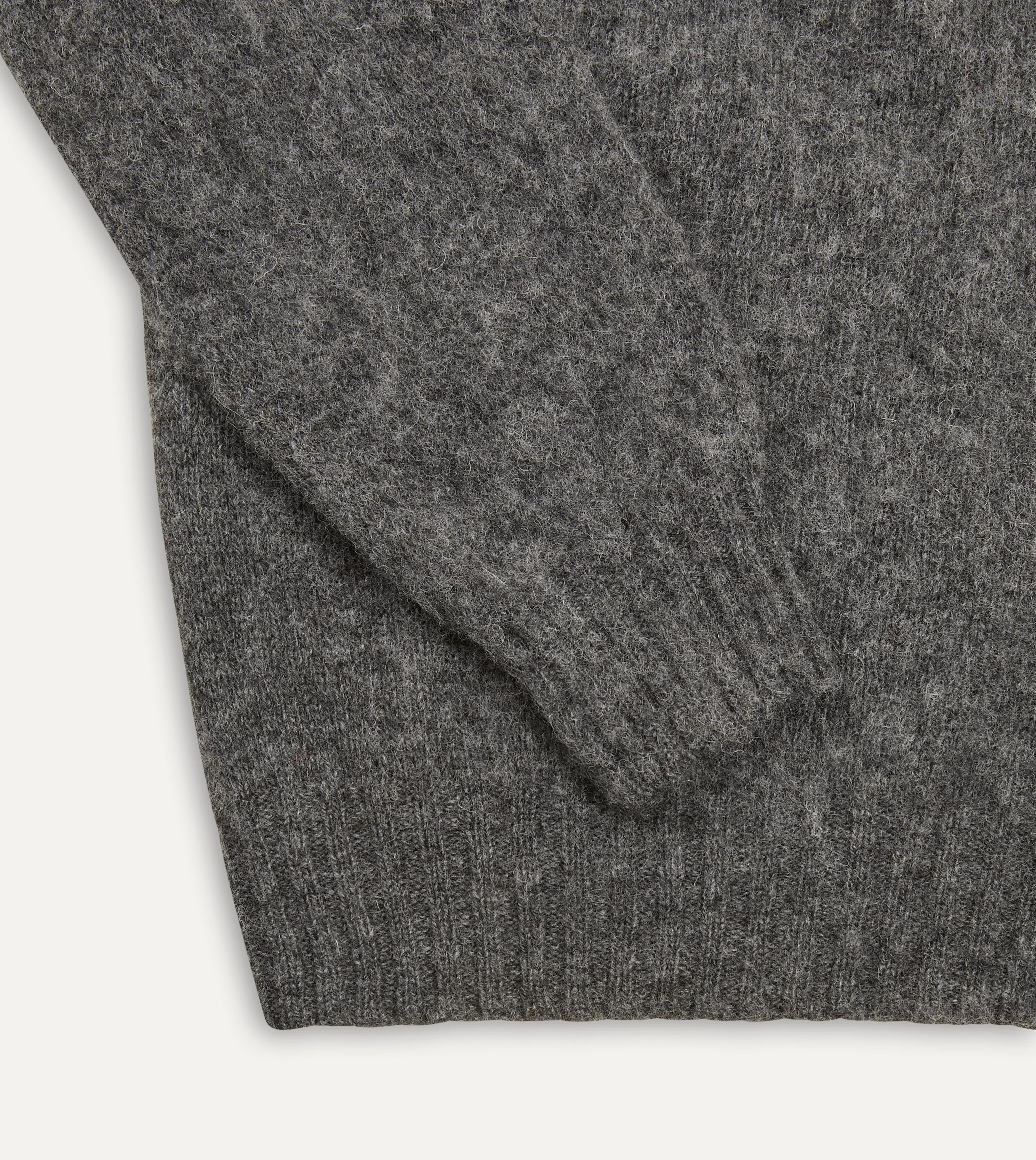 Charcoal Brushed Shetland Crew Neck Jumper