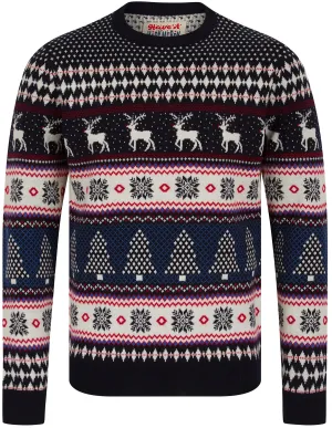 Christmas Milat Nordic Fairisle Mens Christmas Jumper - Blue