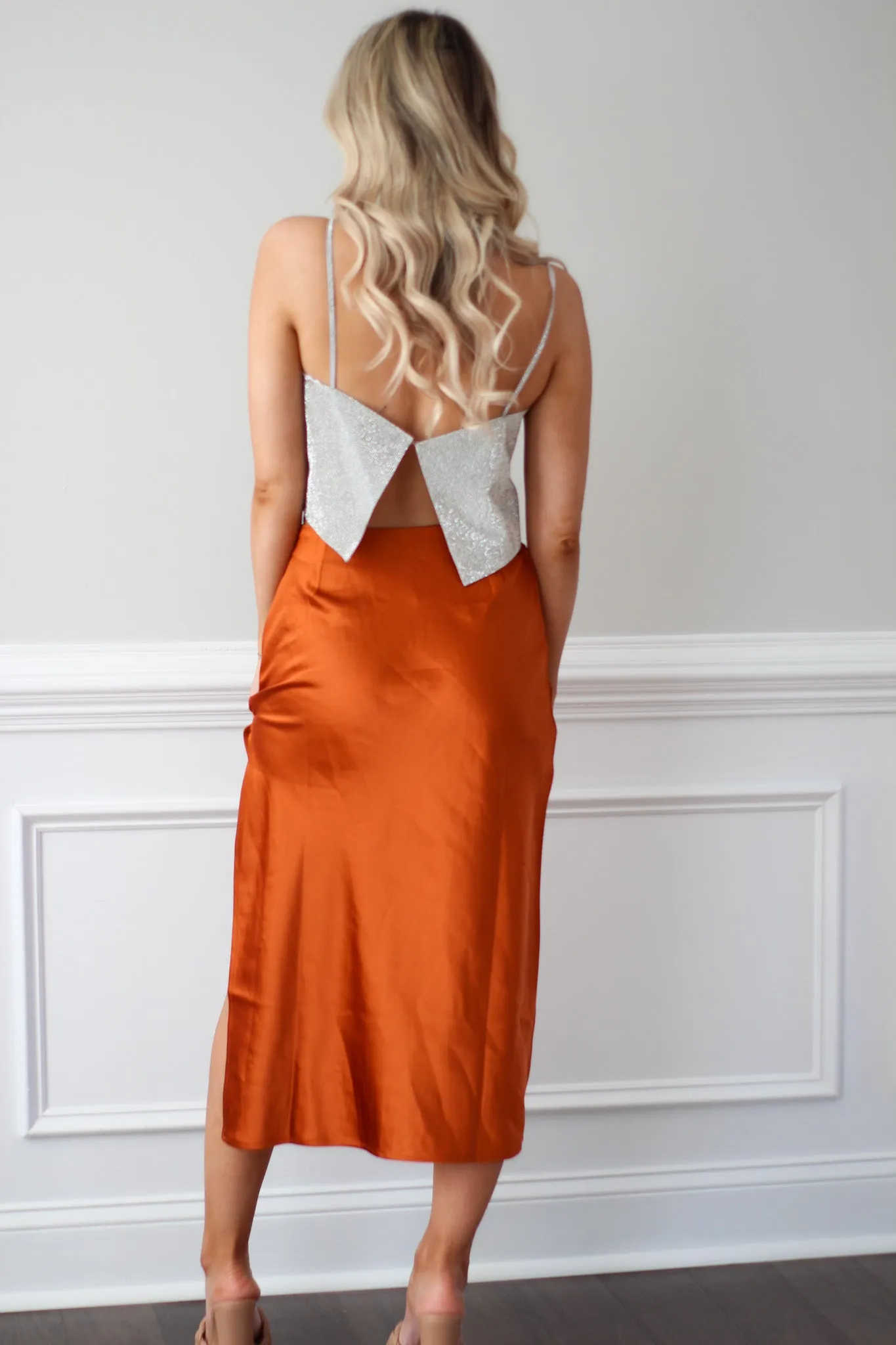 Classic Times Side Slit Midi Skirt