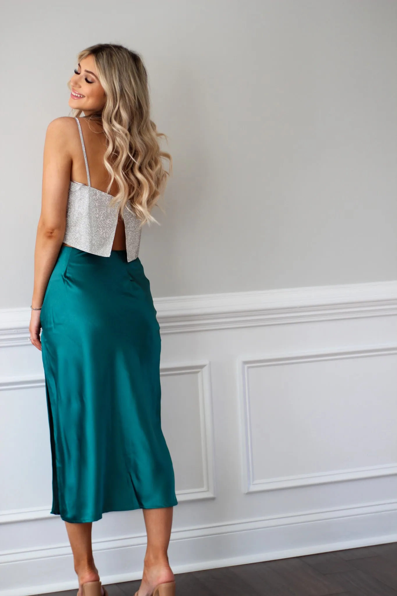 Classic Times Side Slit Midi Skirt