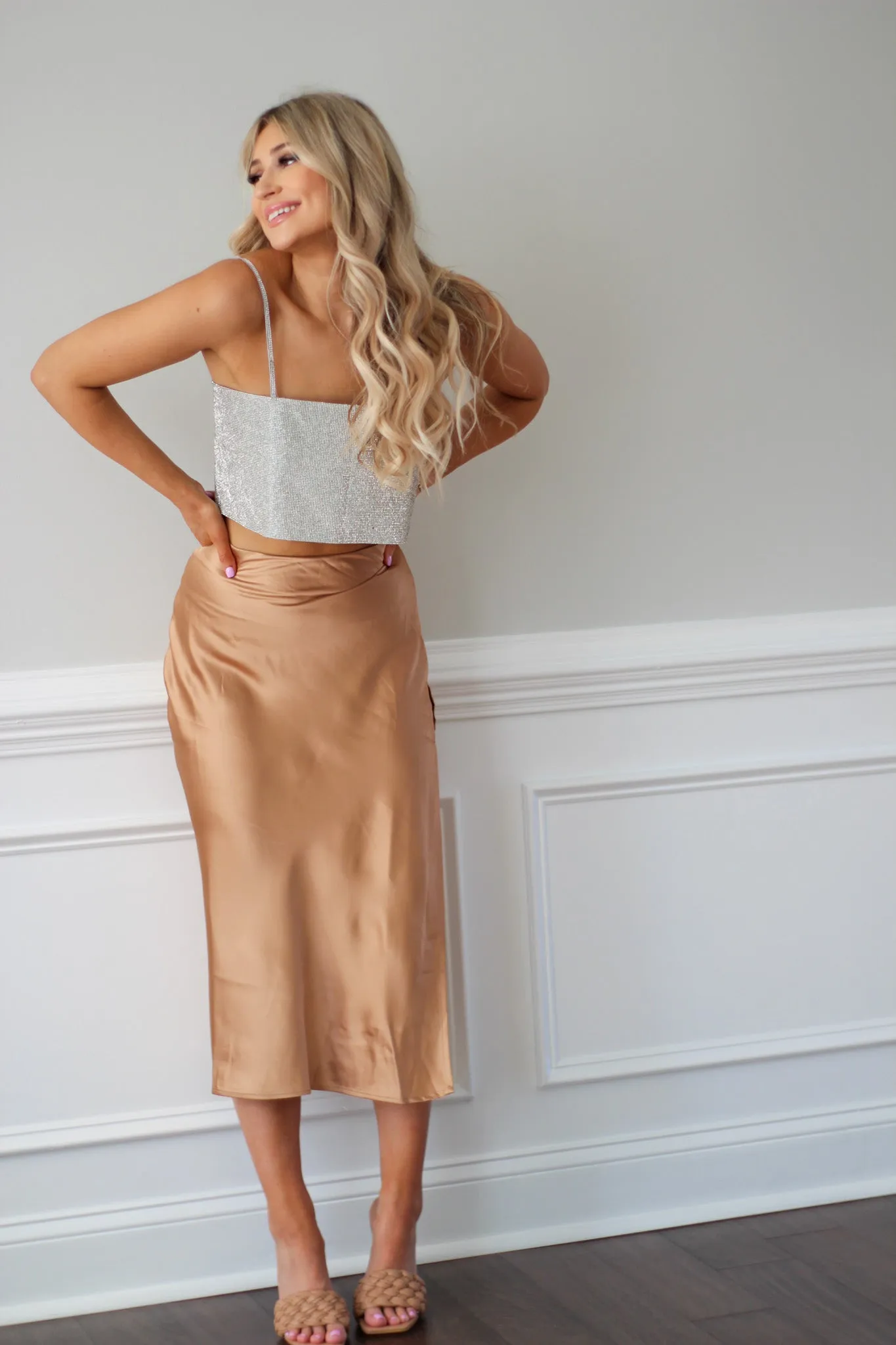 Classic Times Side Slit Midi Skirt