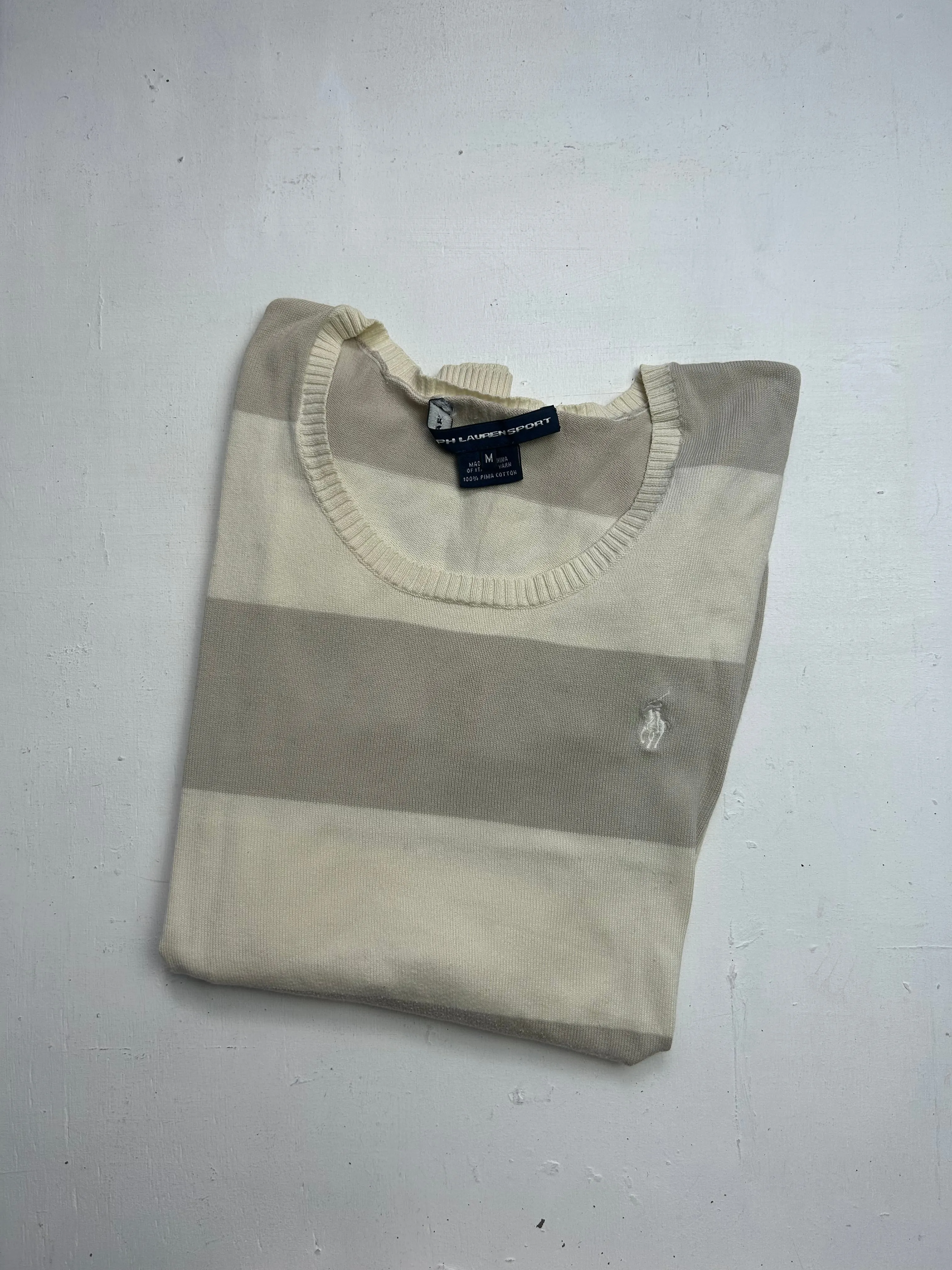 Cream white cotton 90s roundneck knitted  jumper (S/M)