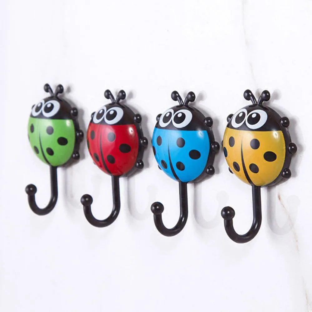 Creative Ladybug Bee Cartoon Bathroom Wall Hooks Sucker Nail Hook Wall Decor