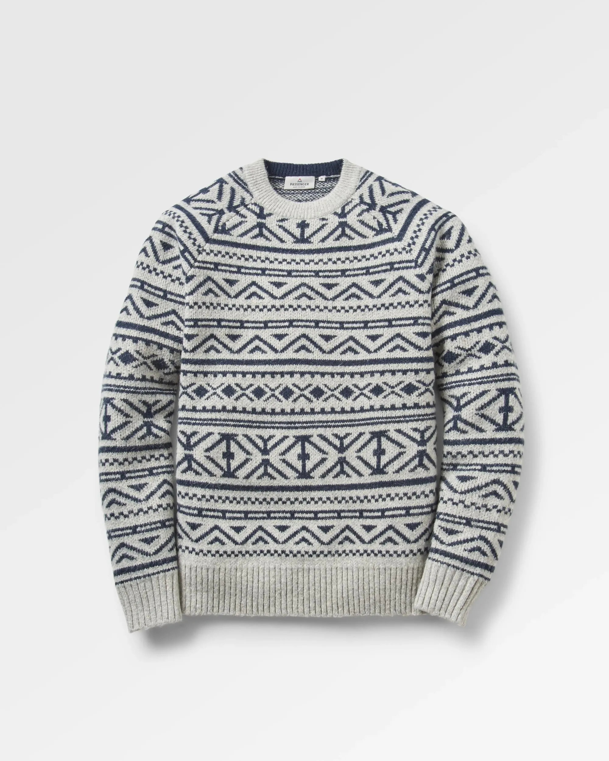 Cutback Fairisle Knitted Jumper - Grey Marl