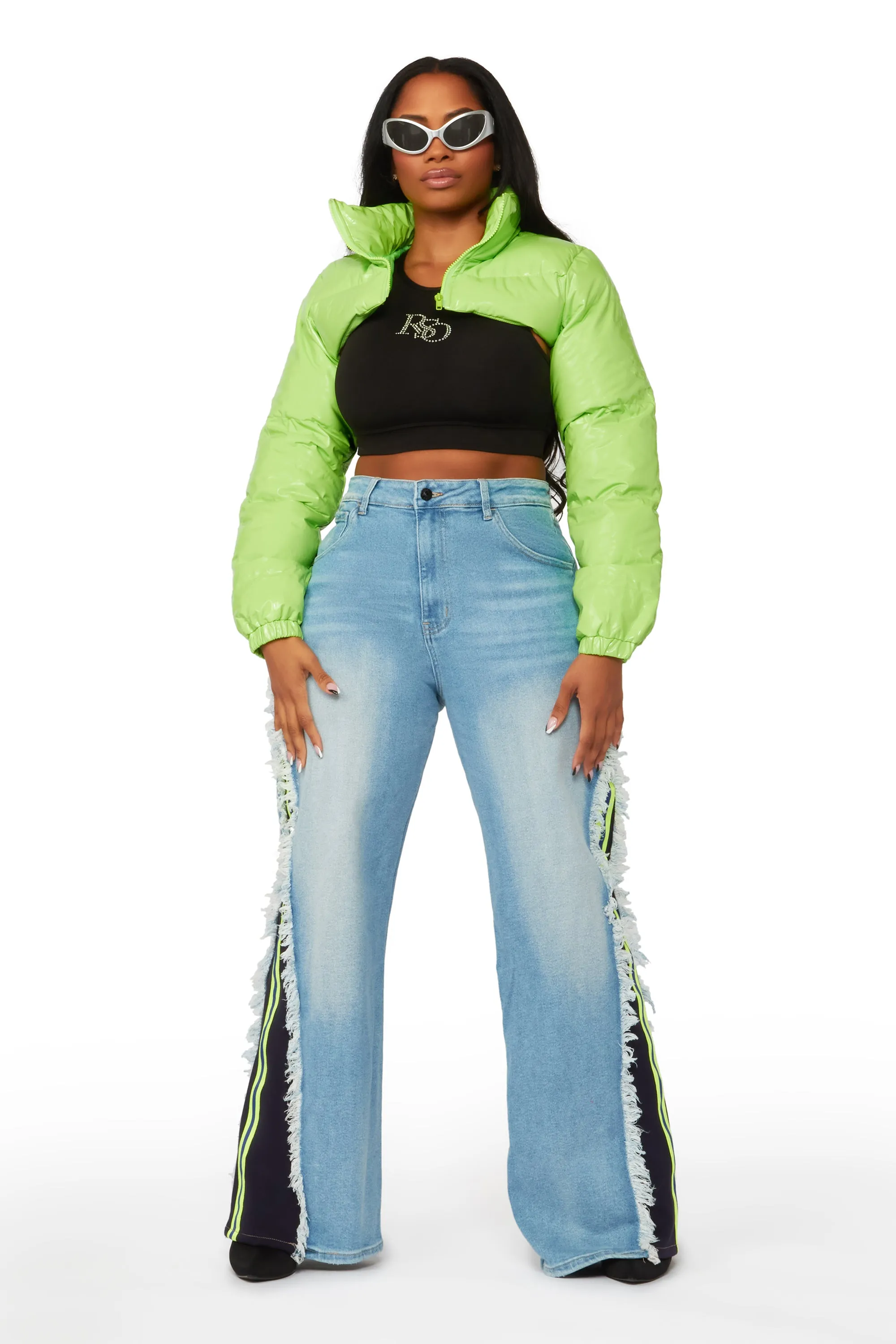 Cyprus Lime Green Latex Puffer Jacket