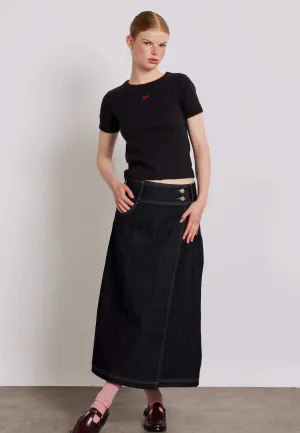 Damson Madder Raye Denim Skirt Dark Indigo