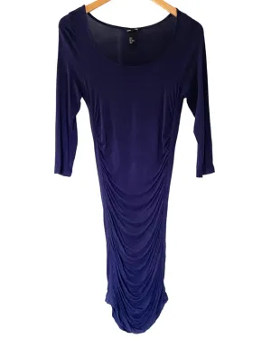 Dark Winter Navy Ruched Jersey Knit Dress