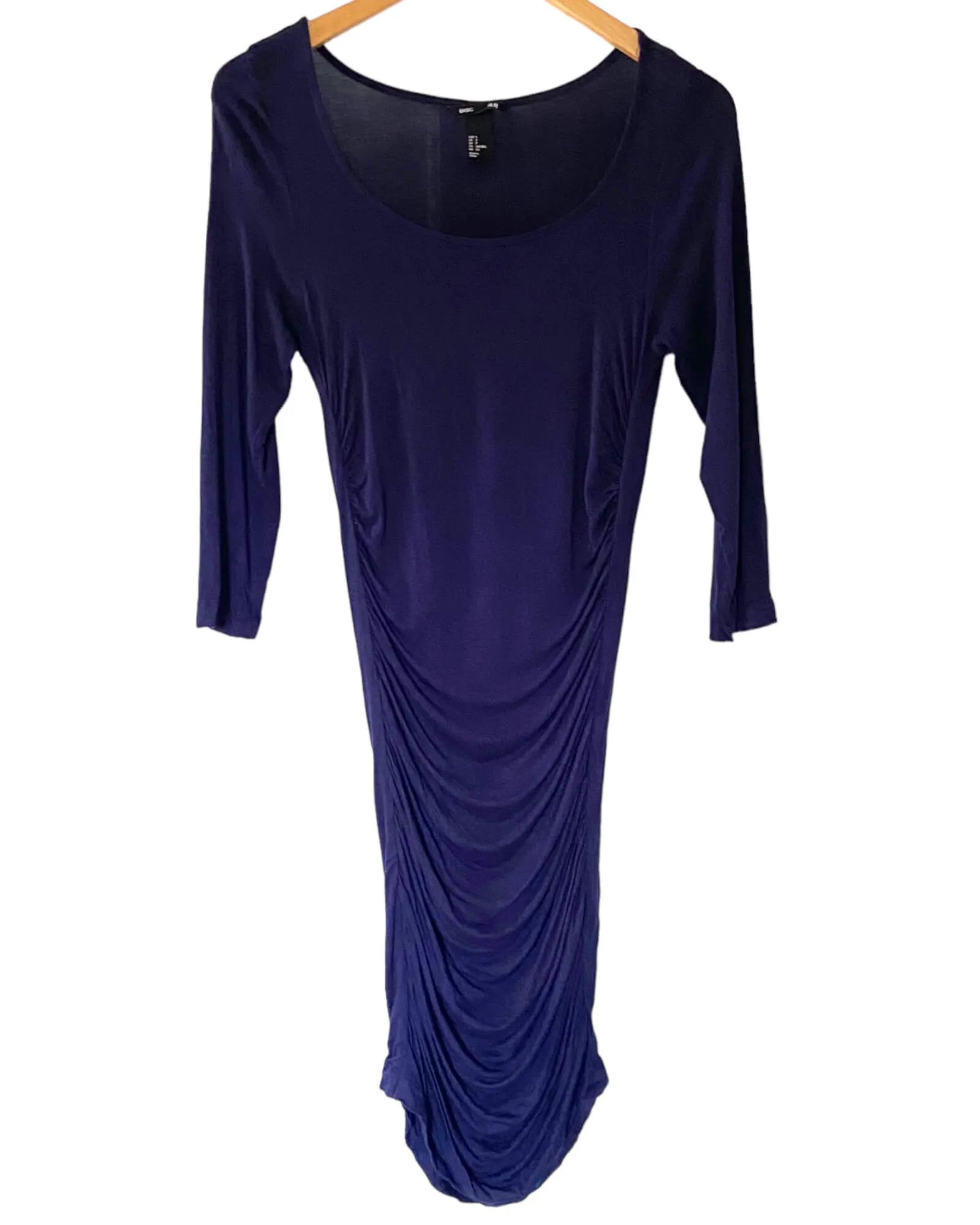 Dark Winter Navy Ruched Jersey Knit Dress