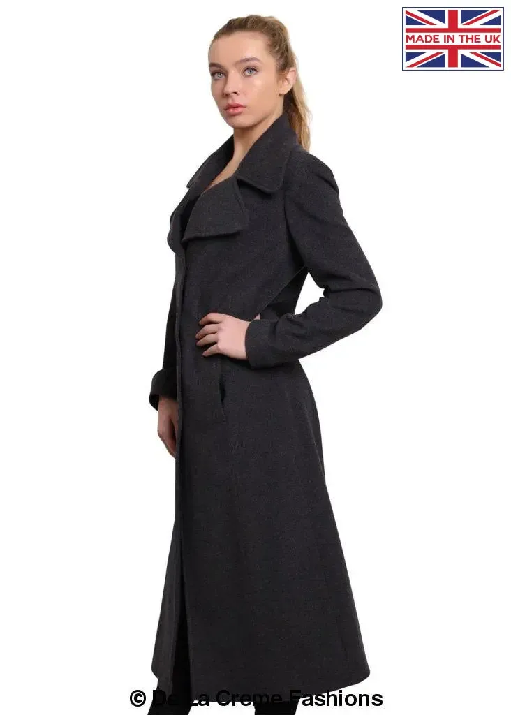 De La Creme - Womens Large Lapel Long Coat