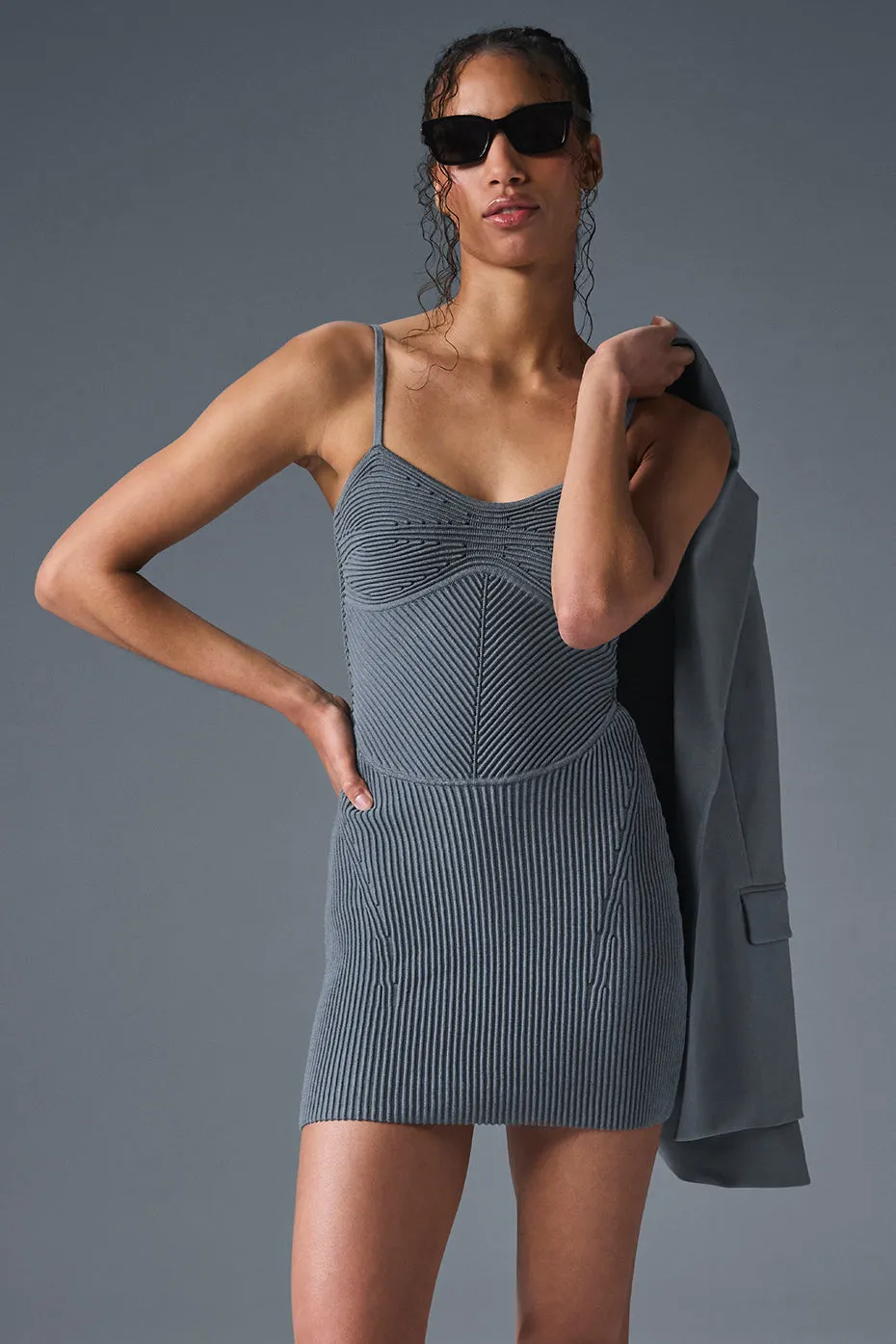 Denim Knit Mini Dress - Steel Grey/Anthracite