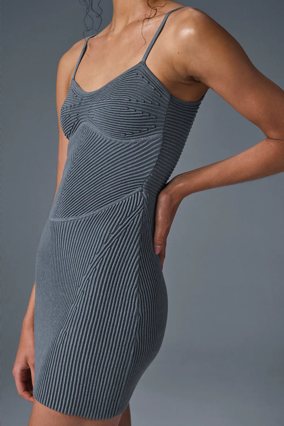 Denim Knit Mini Dress - Steel Grey/Anthracite