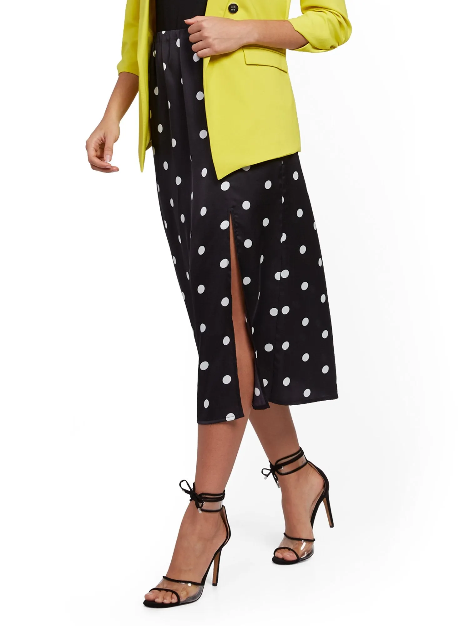 Dot-Print Midi Slip Skirt - 7th Avenue