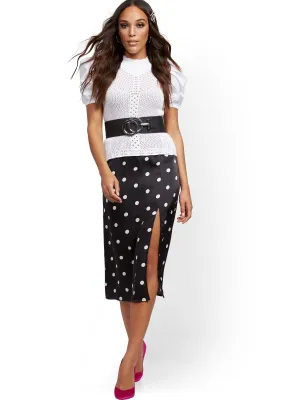 Dot-Print Midi Slip Skirt - 7th Avenue