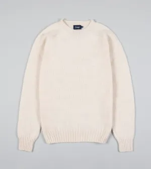 Drake's Brushed Shetland Crew Neck Jumper / Cream