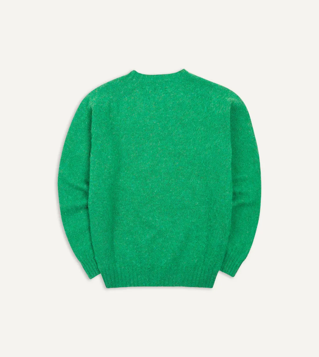 Drake's Brushed Shetland Crew Neck Jumper / Green