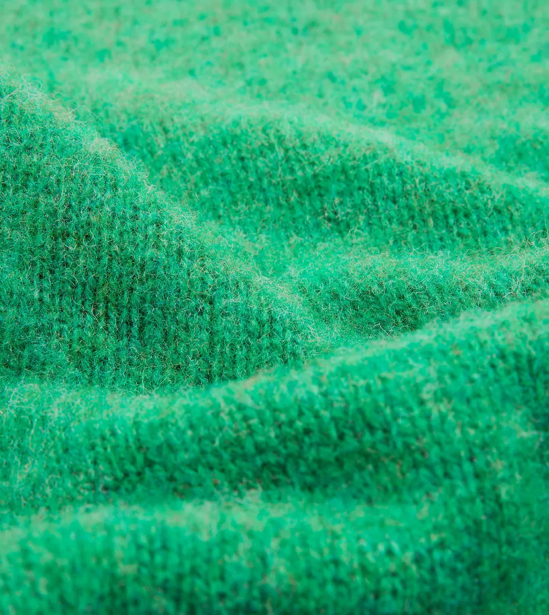 Drake's Brushed Shetland Crew Neck Jumper / Green