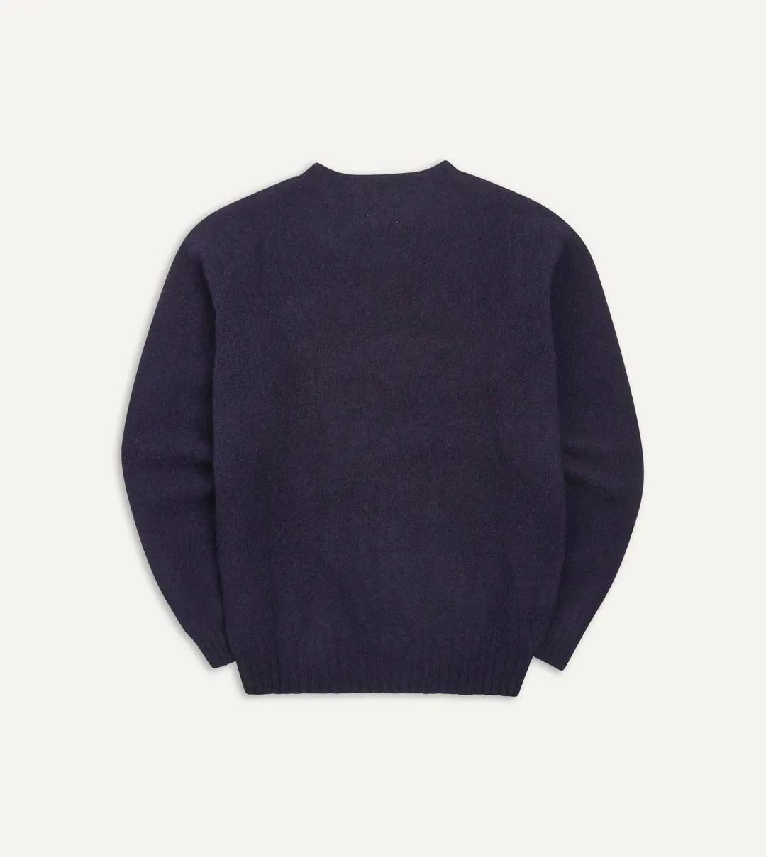 Drake's Brushed Shetland Crew Neck Jumper / Navy