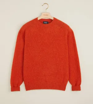 Drake's Brushed Shetland Crew Neck Jumper / Orange