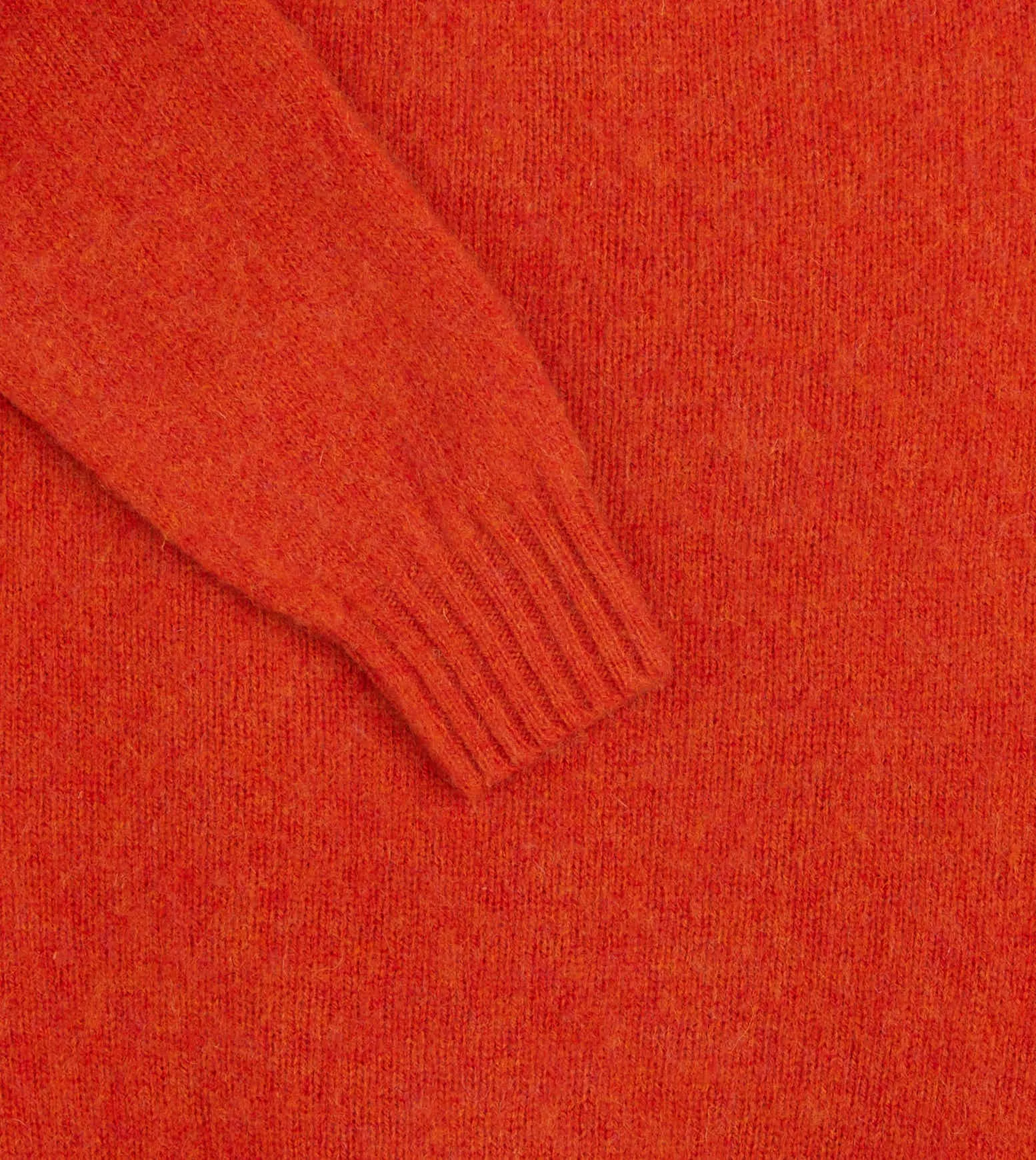 Drake's Brushed Shetland Crew Neck Jumper / Orange