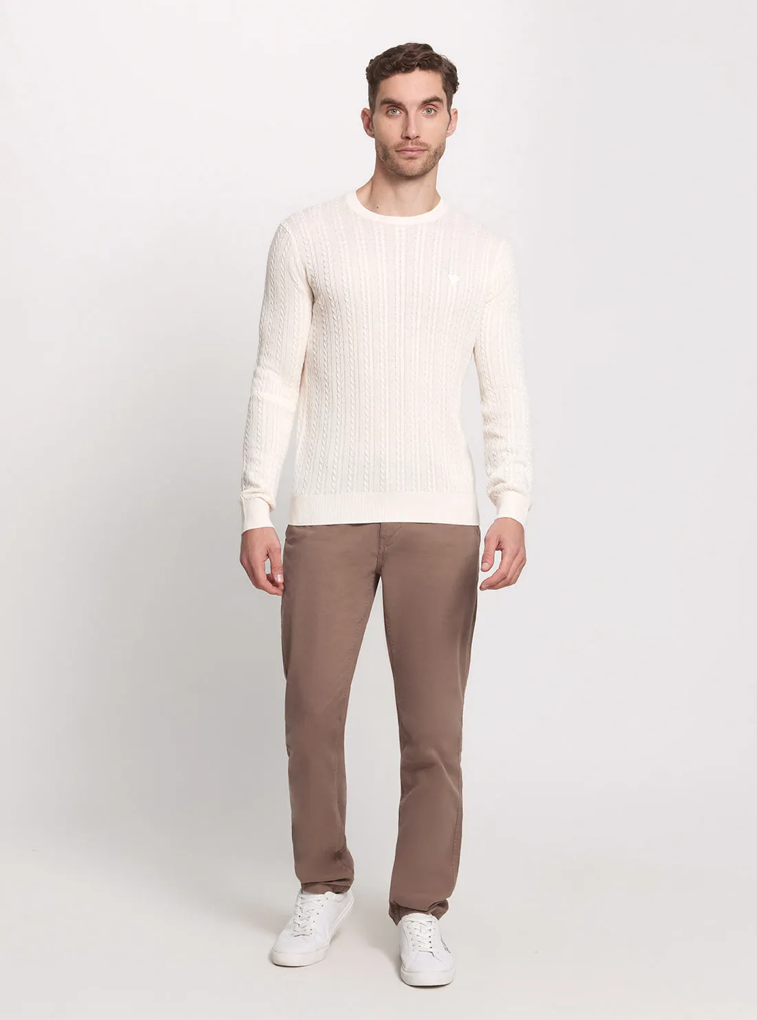 Eco White Cable Stitch Knit Jumper