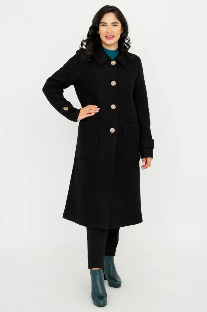 Edna Coat, Black, Boiled Wool