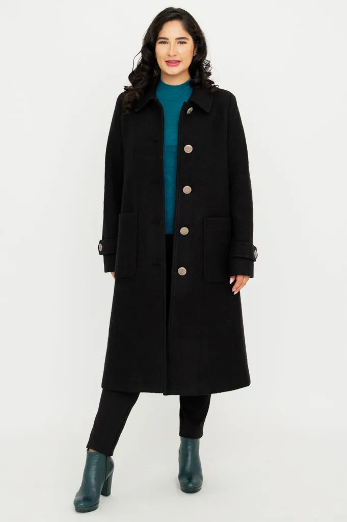 Edna Coat, Black, Boiled Wool