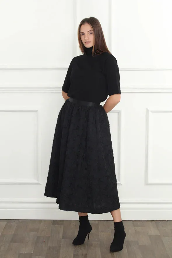 EMB PATTERN MIDI SKIRT