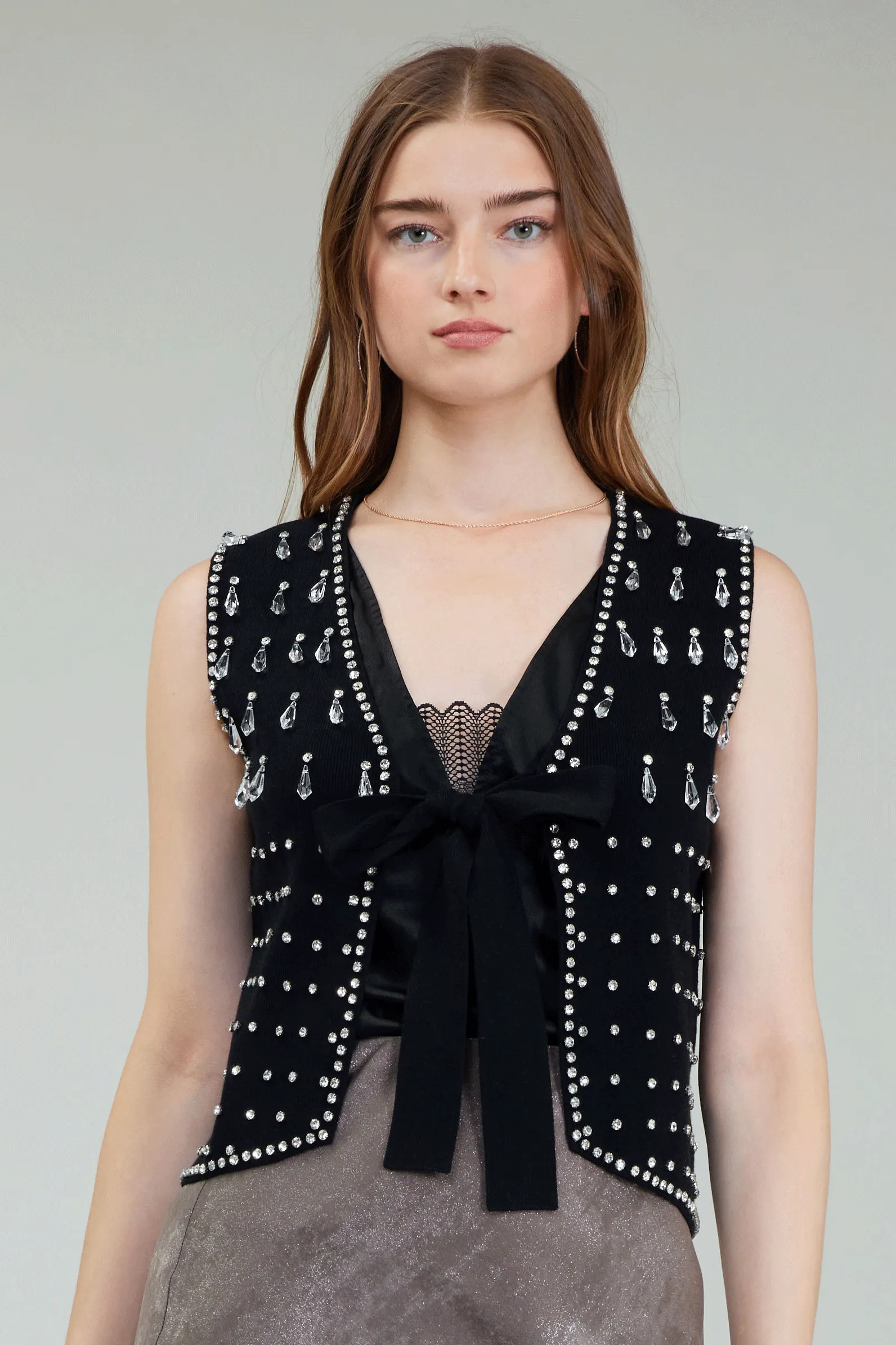 Embellished Cardigan Vest