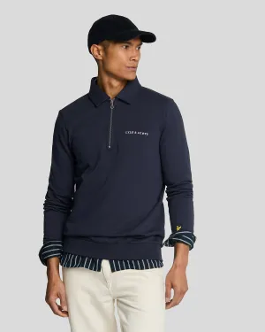 Embroidered Collared 1/4 Zip Jumper