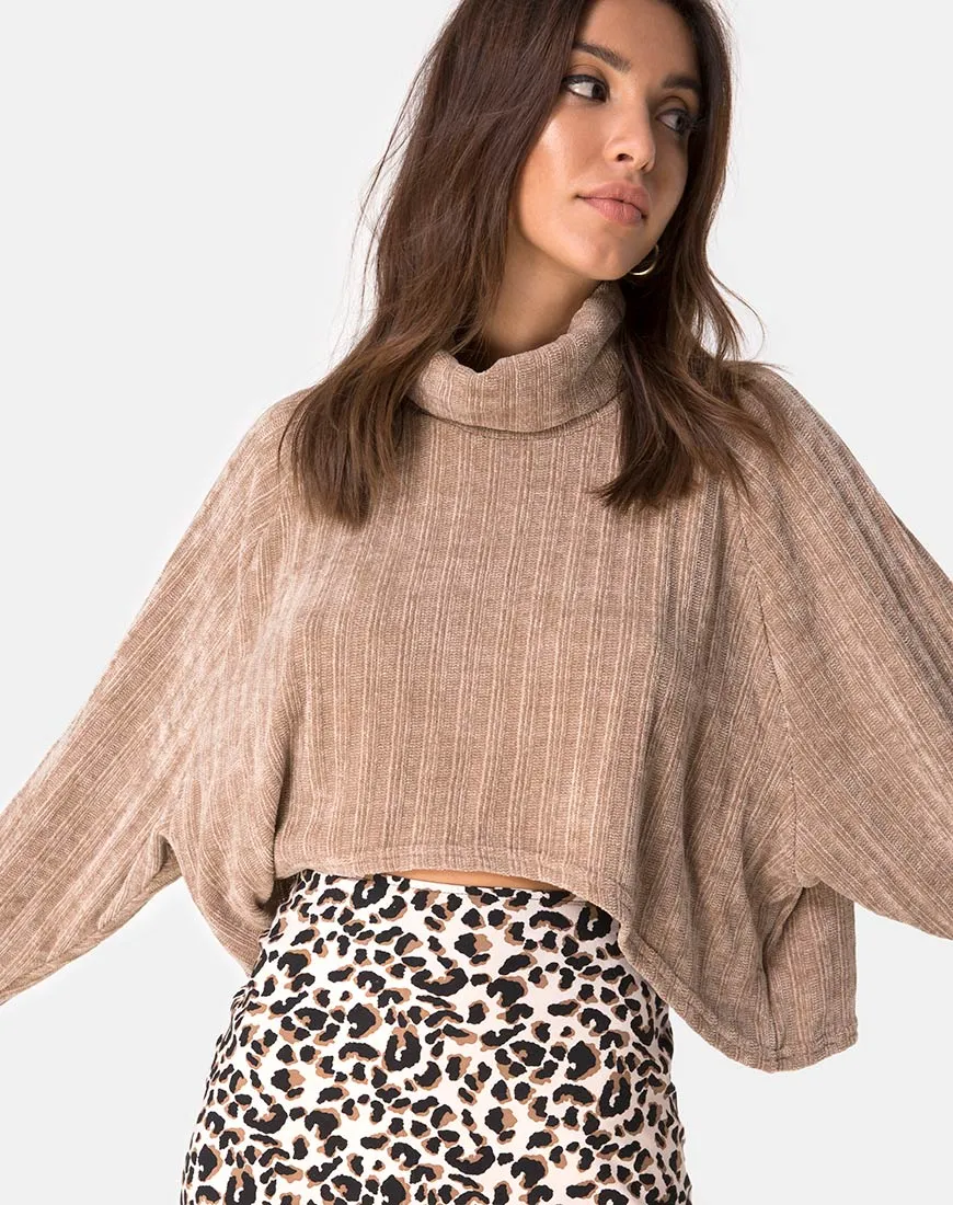 Evie Cropped Sweatshirt in Chenille Tan