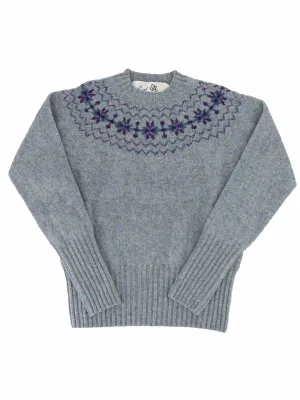 Fairisle 40s Style Pure Scottish Wool Jumper in Sea Pearl