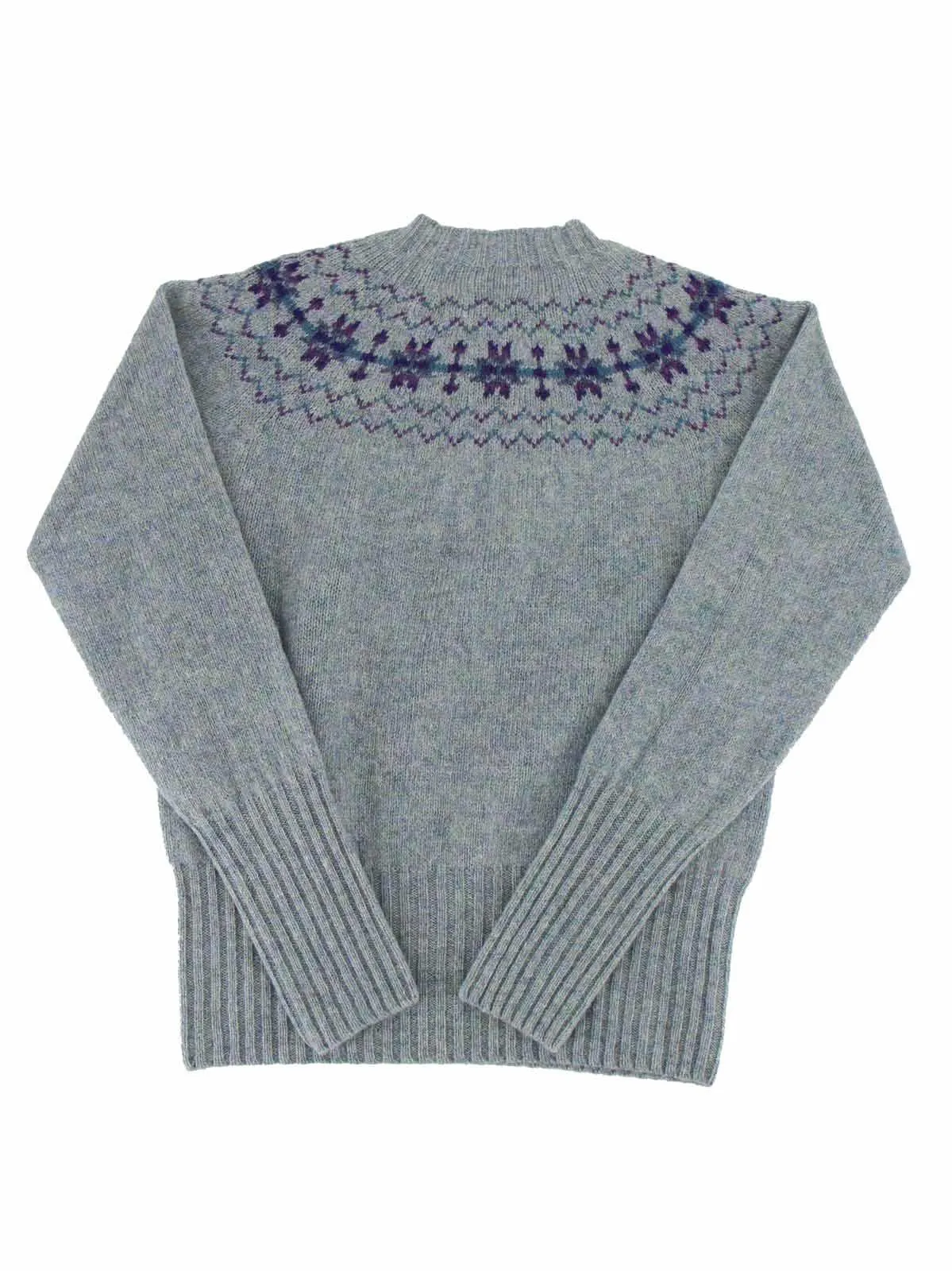 Fairisle 40s Style Pure Scottish Wool Jumper in Sea Pearl