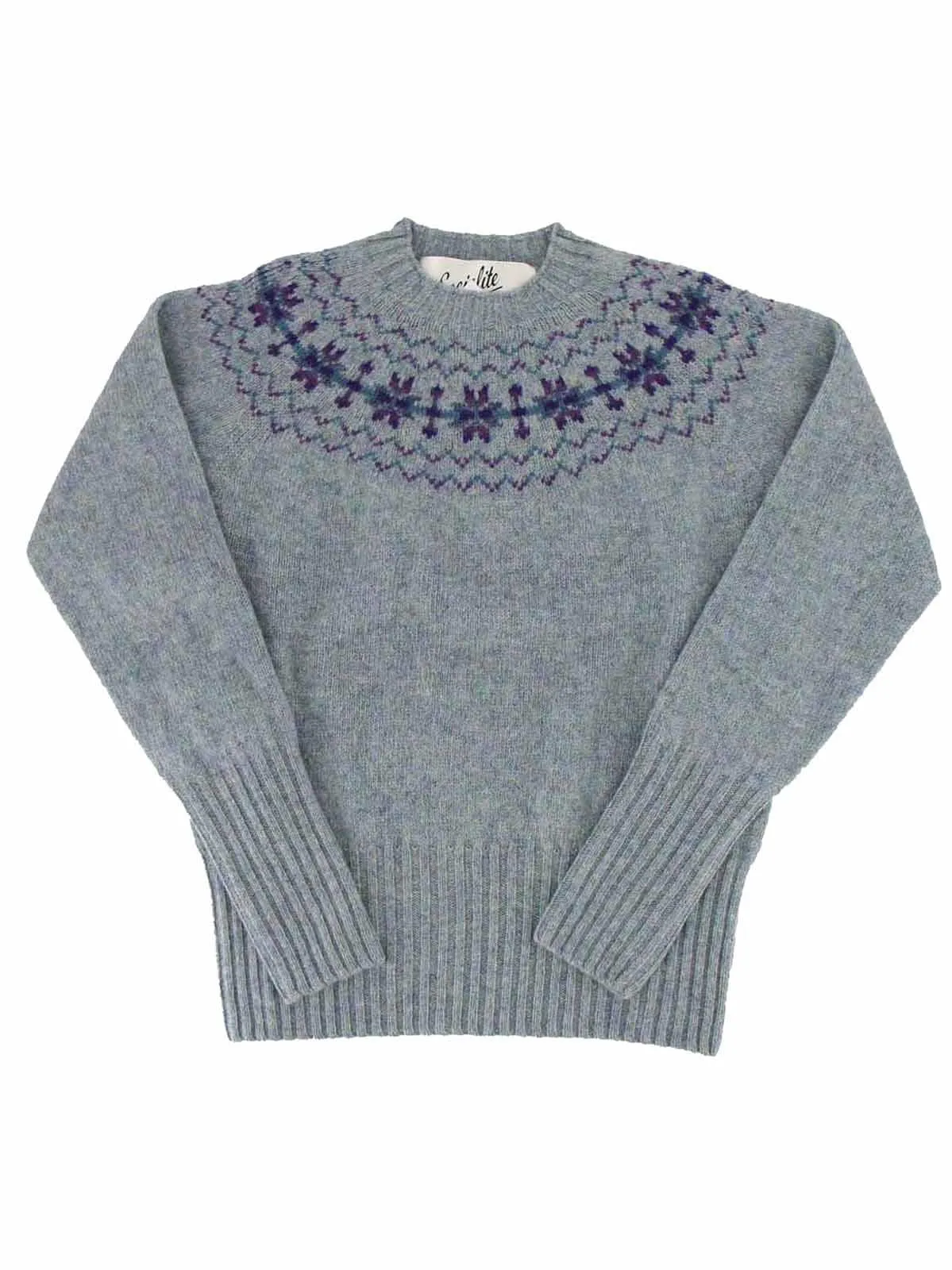 Fairisle 40s Style Pure Scottish Wool Jumper in Sea Pearl