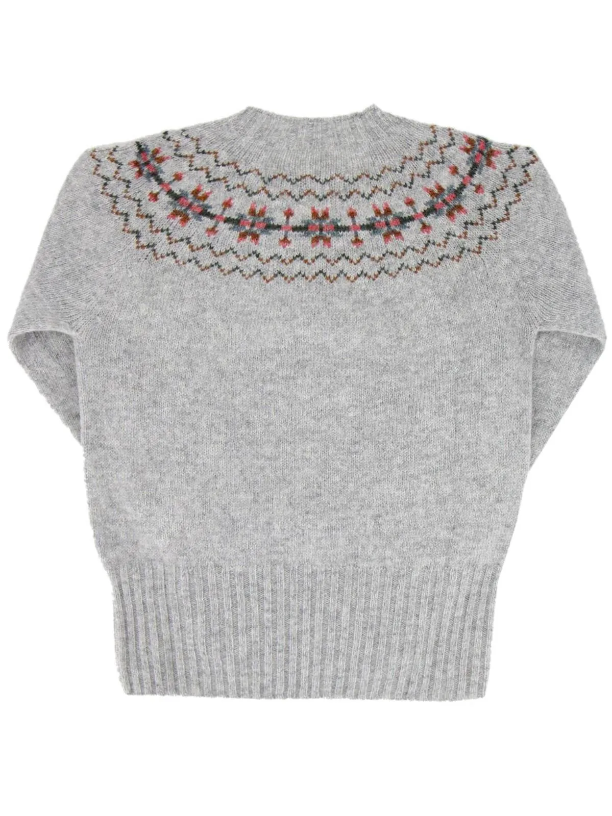 Fairisle 40s Style Pure Wool Jumper in Pewter Grey