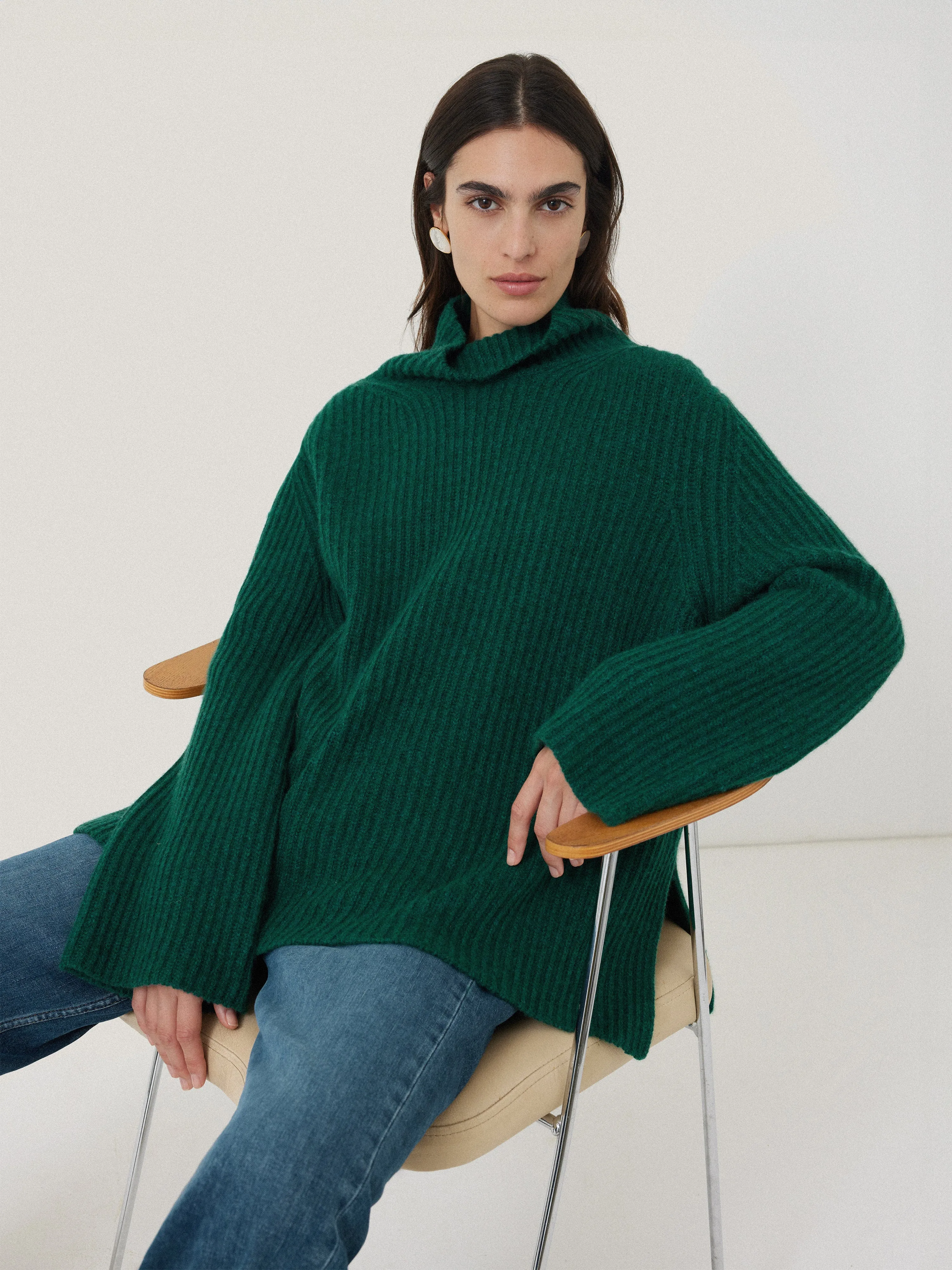 Faroe Fishermans Rib Jumper | Green