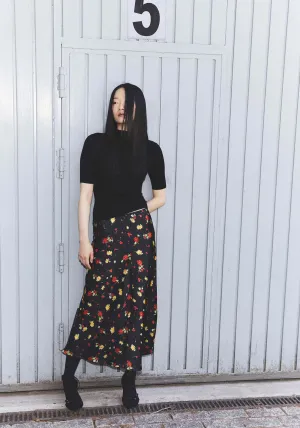 Floral print skirt - Black