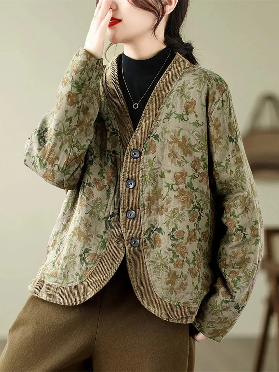 Floral Spliced Padded Jacket