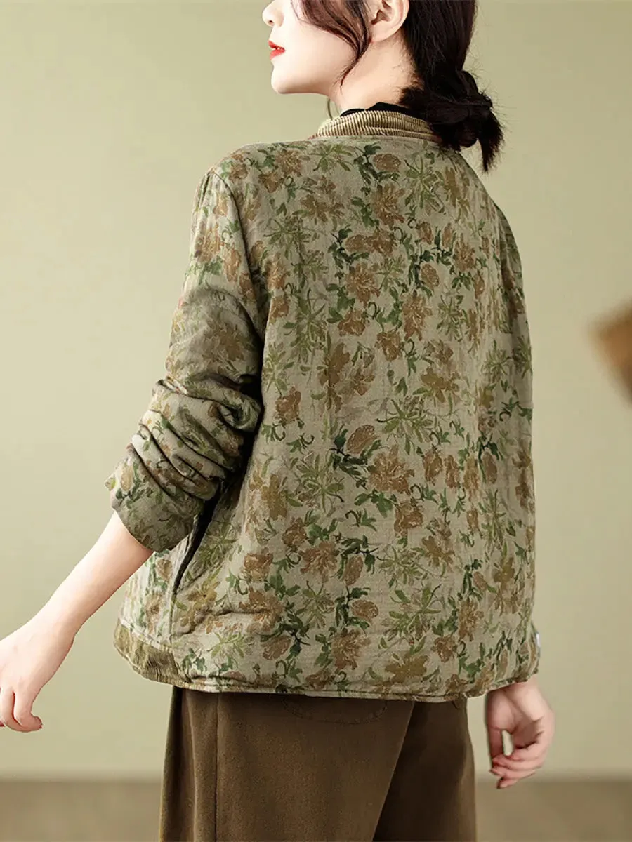 Floral Spliced Padded Jacket