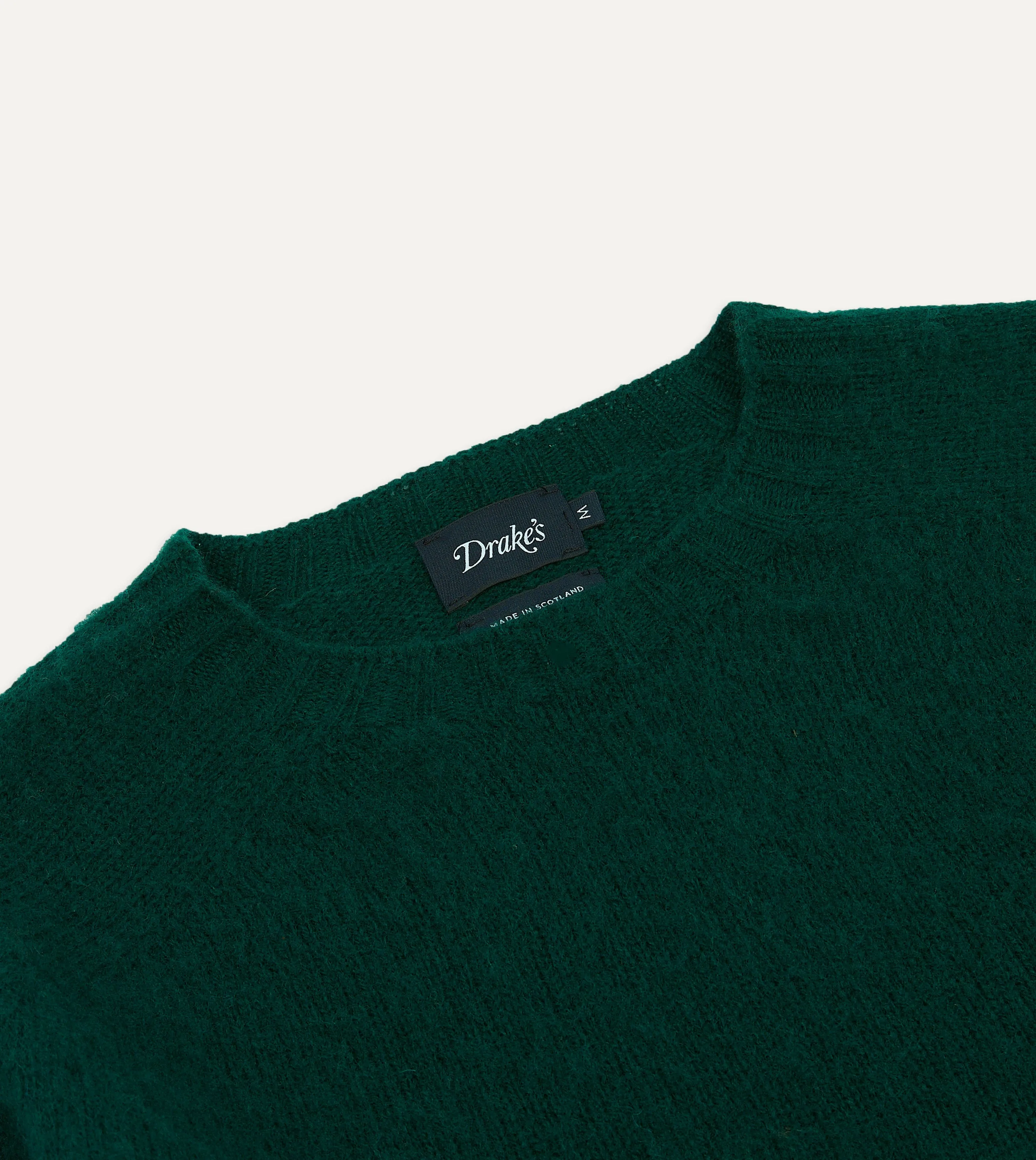 Forest Green Brushed Shetland Crew Neck Jumper