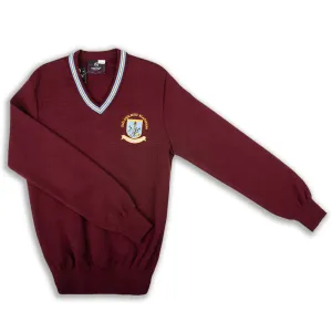 Gaelchólaiste Reachrann Wine Jnr Jumper - Girls V-Neck (1st - 3rd yr)