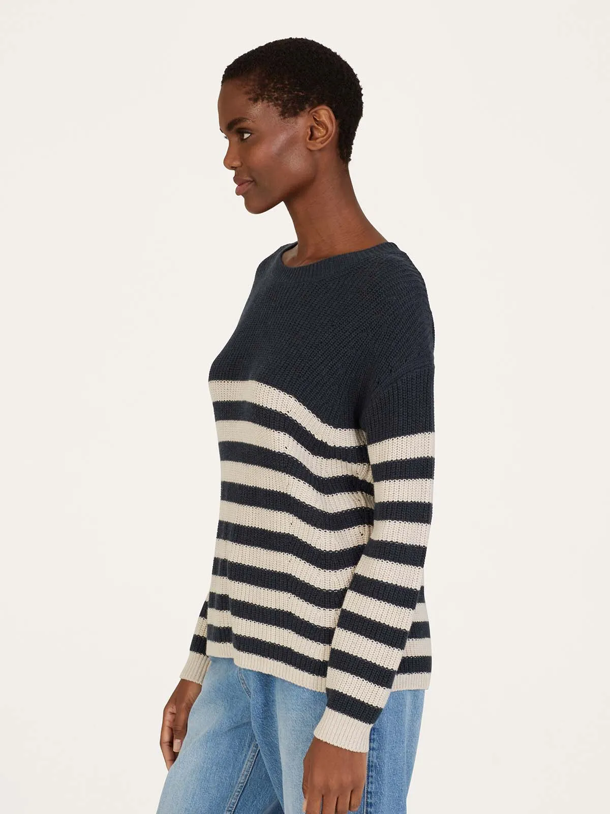 Gianna Organic Cotton Striped Jumper - Navy