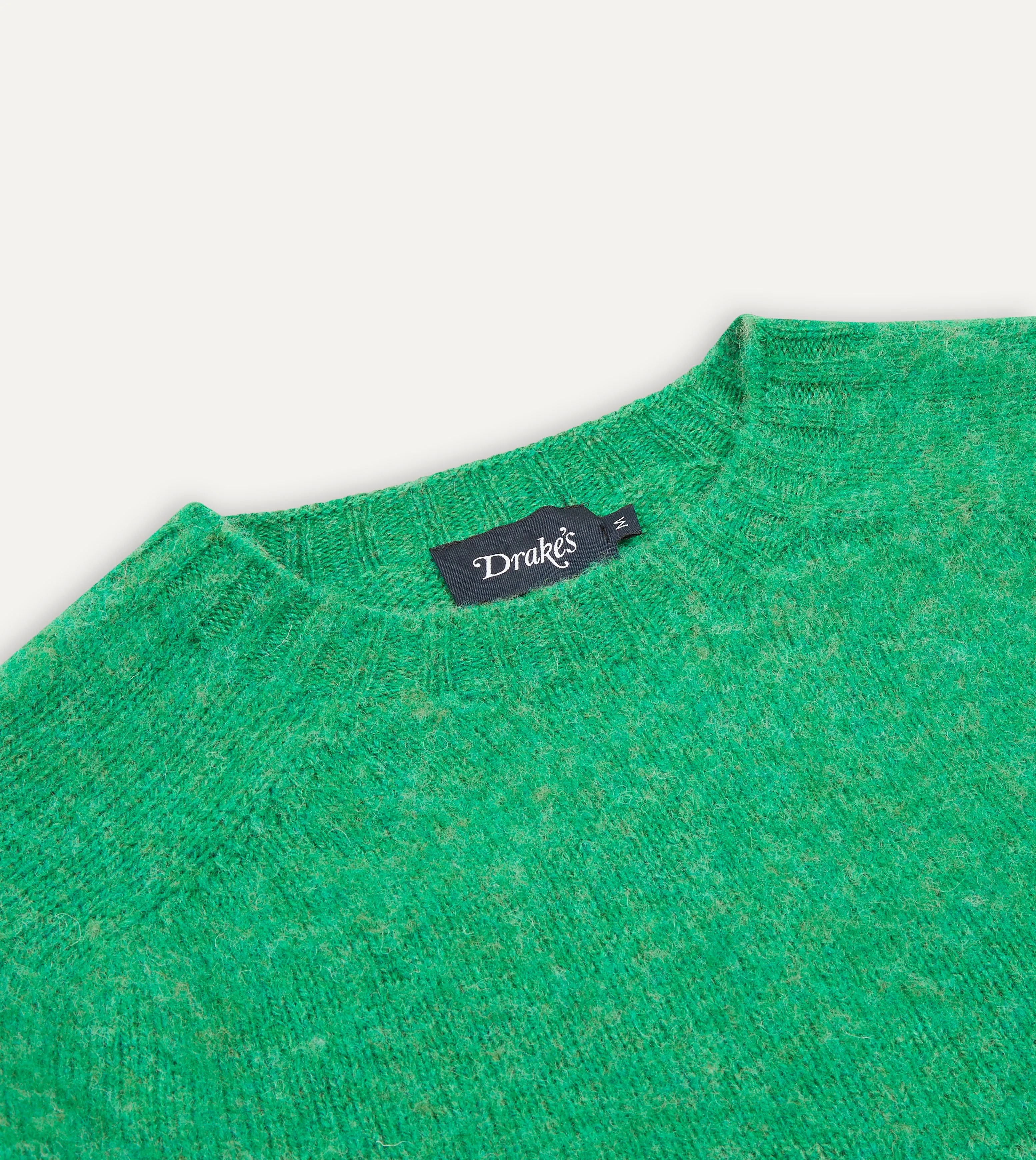 Green Brushed Shetland Crew Neck Jumper