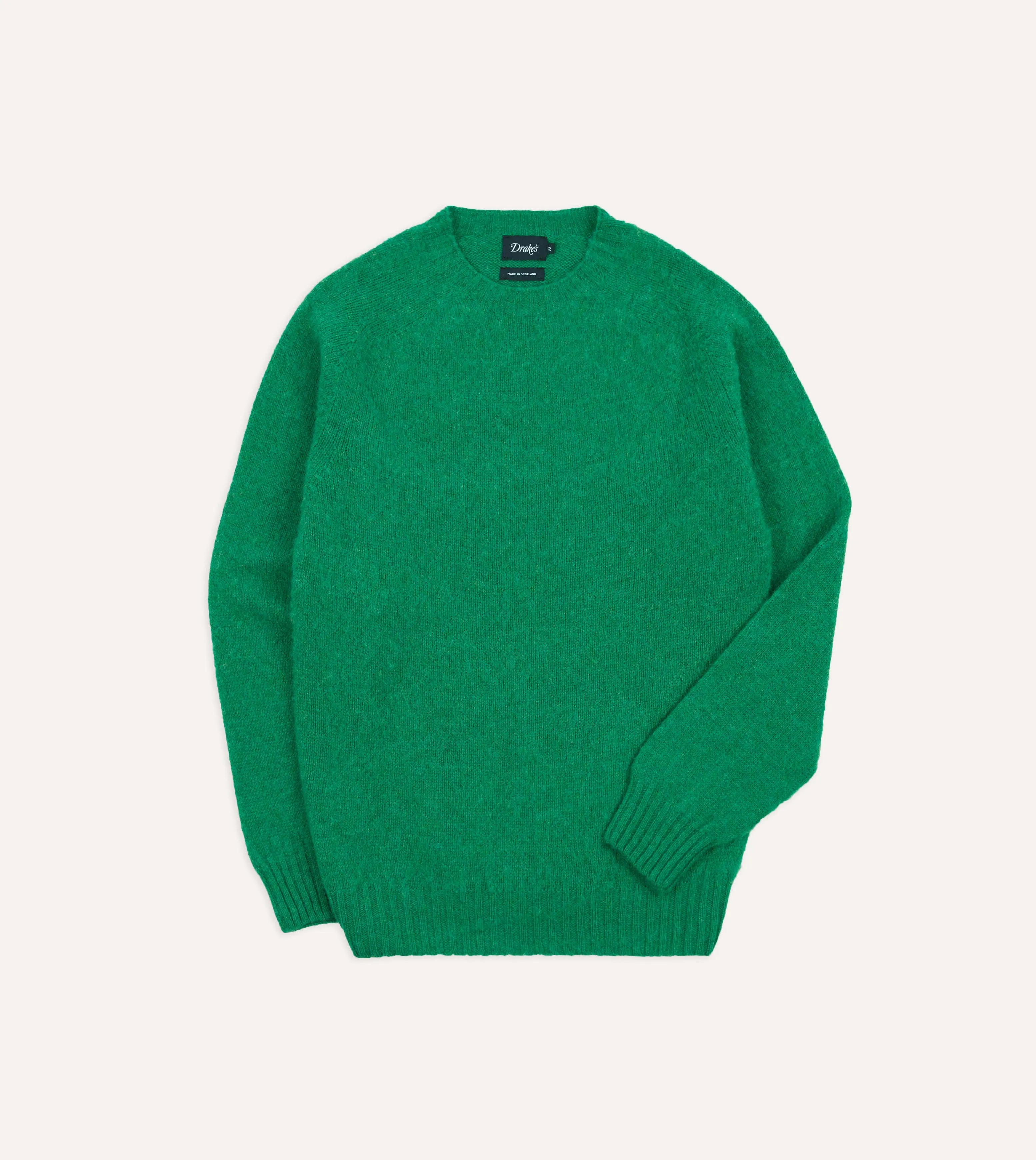 Green Brushed Shetland Crew Neck Jumper