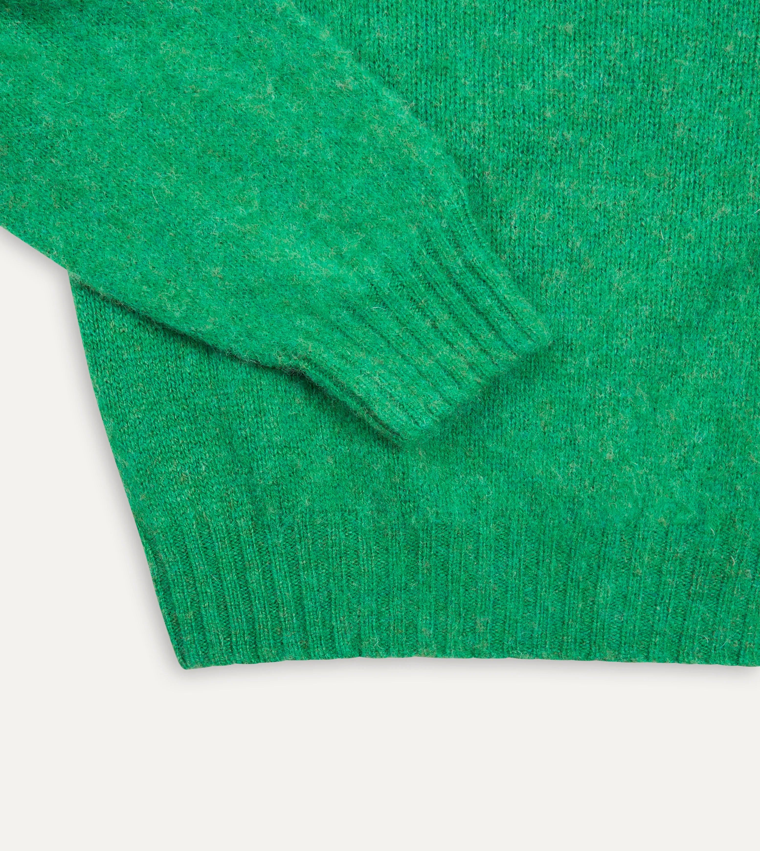 Green Brushed Shetland Crew Neck Jumper