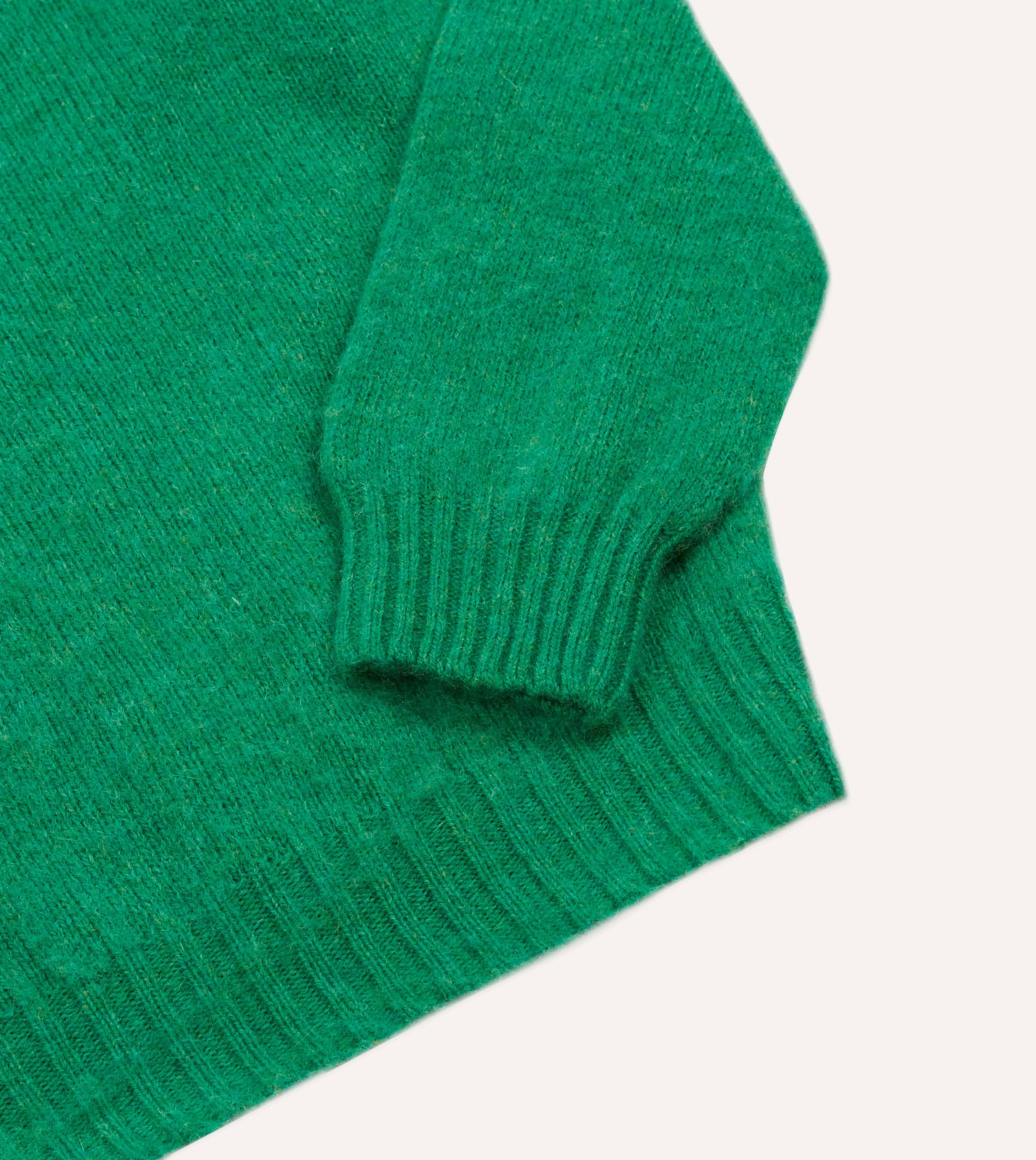 Green Brushed Shetland Crew Neck Jumper