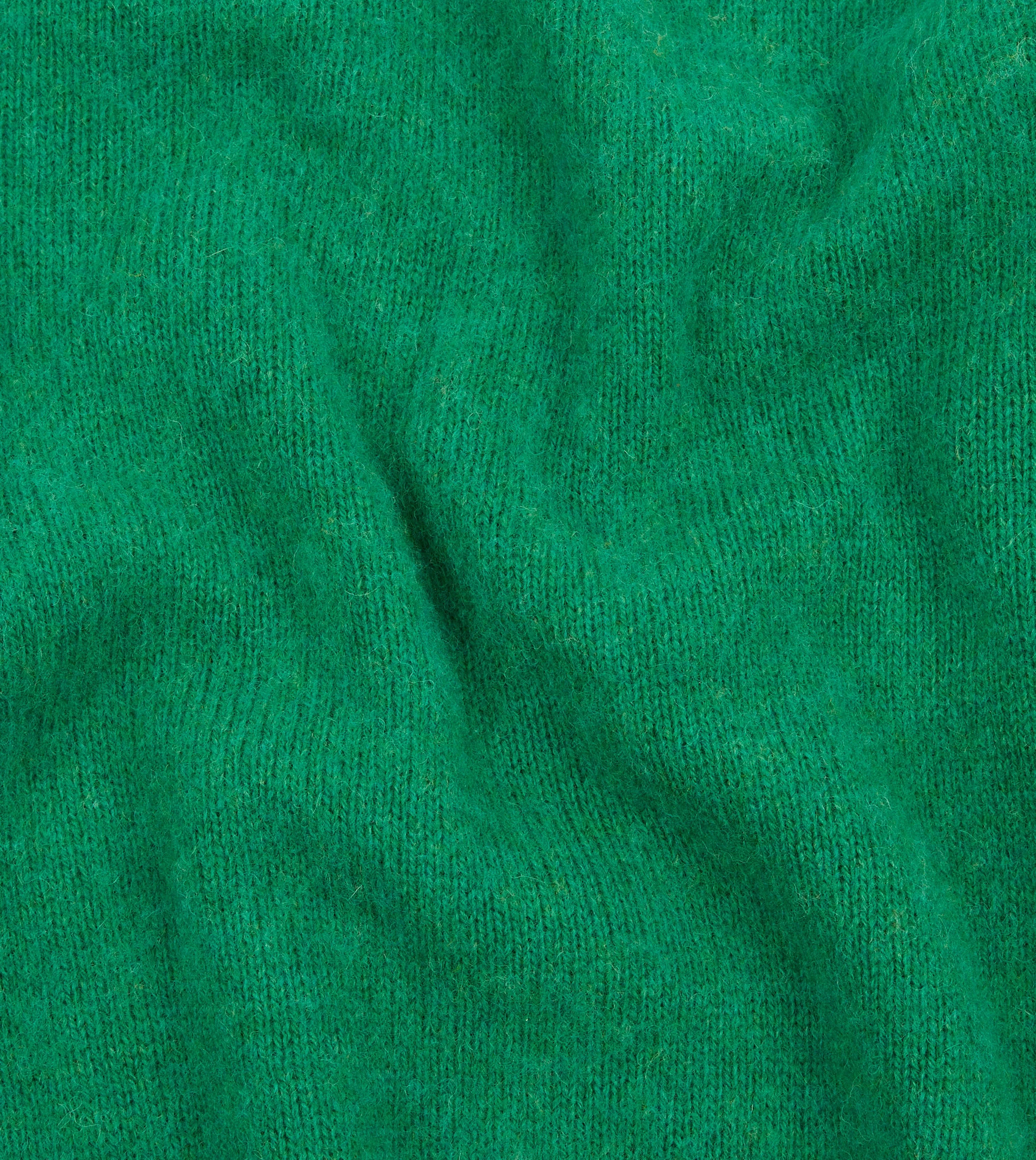 Green Brushed Shetland Crew Neck Jumper