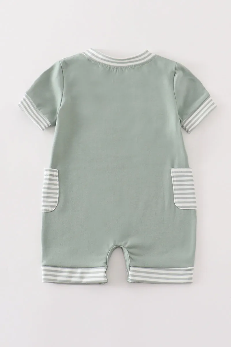 Green duck applique boy romper