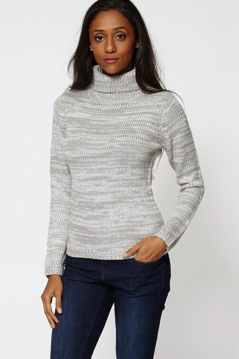 Grey Knitted Roll Neck Jumper