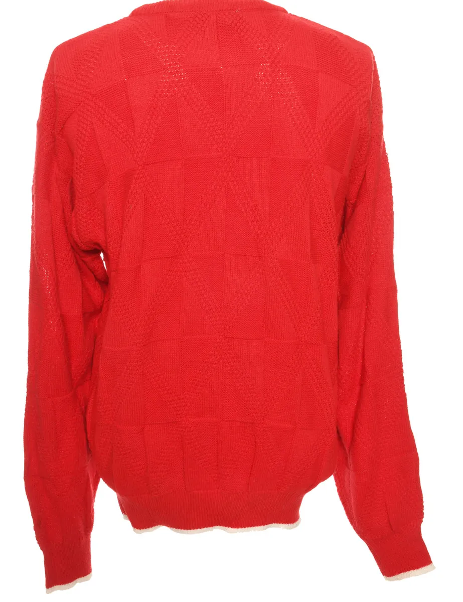 Hand Knitted Red Jumper - L