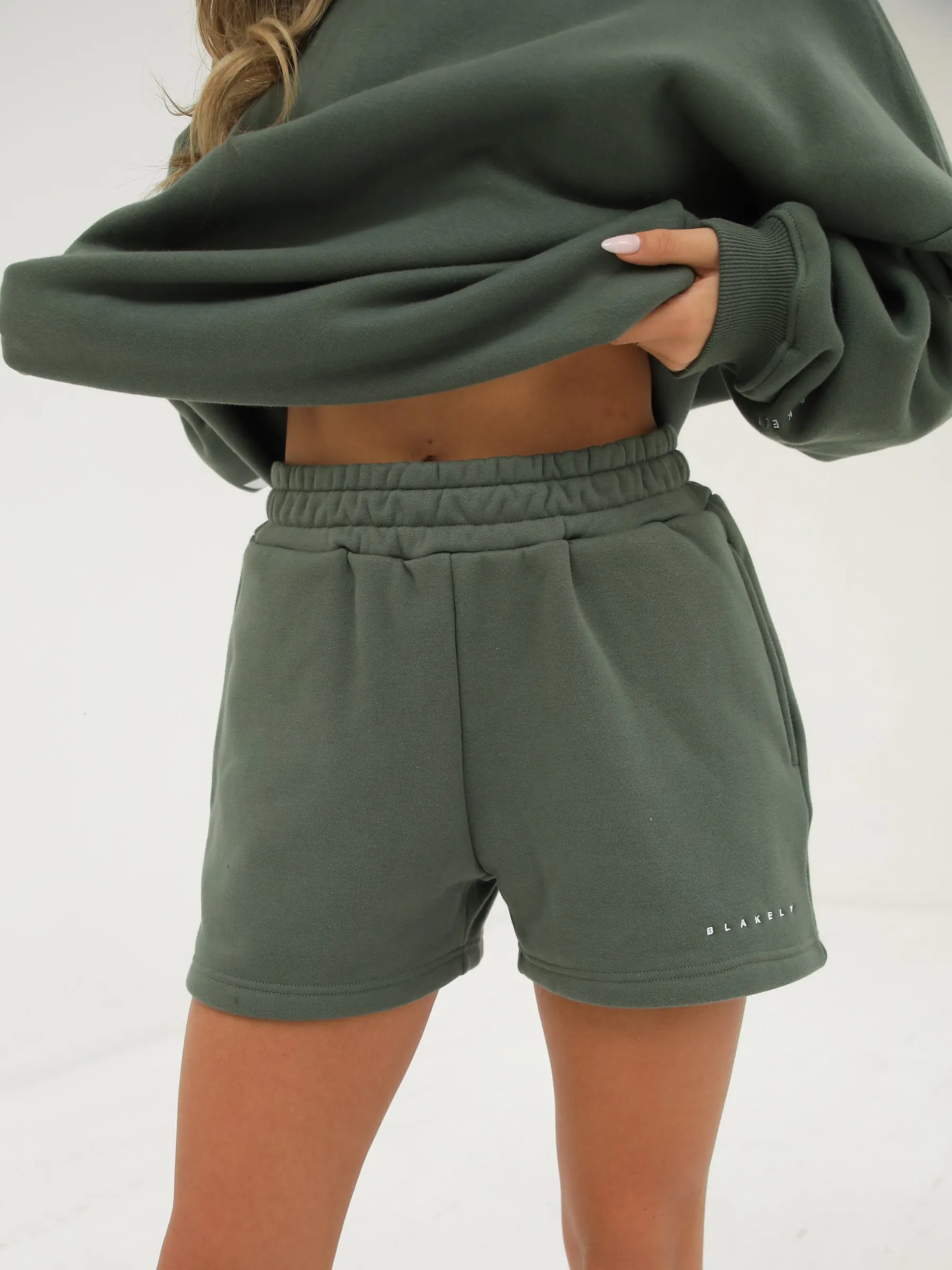 Isabel Jogger Shorts - Khaki Green